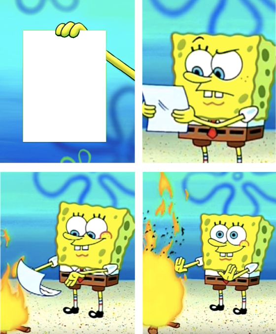 Spongebob Burning Paper Meme Preview Image