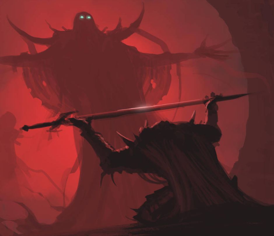 Man giving sword to larger man Meme Preview Image