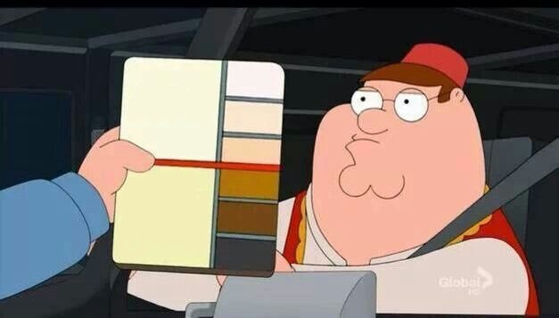 Peter Griffin skin color chart race terrorist blank Meme Preview Image