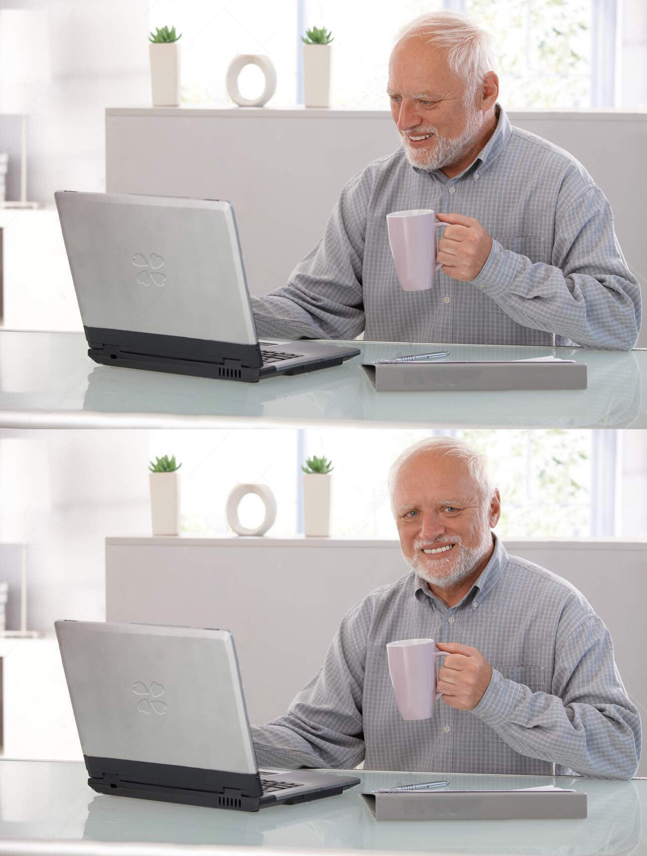Old man cup of coffee Meme Preview Image