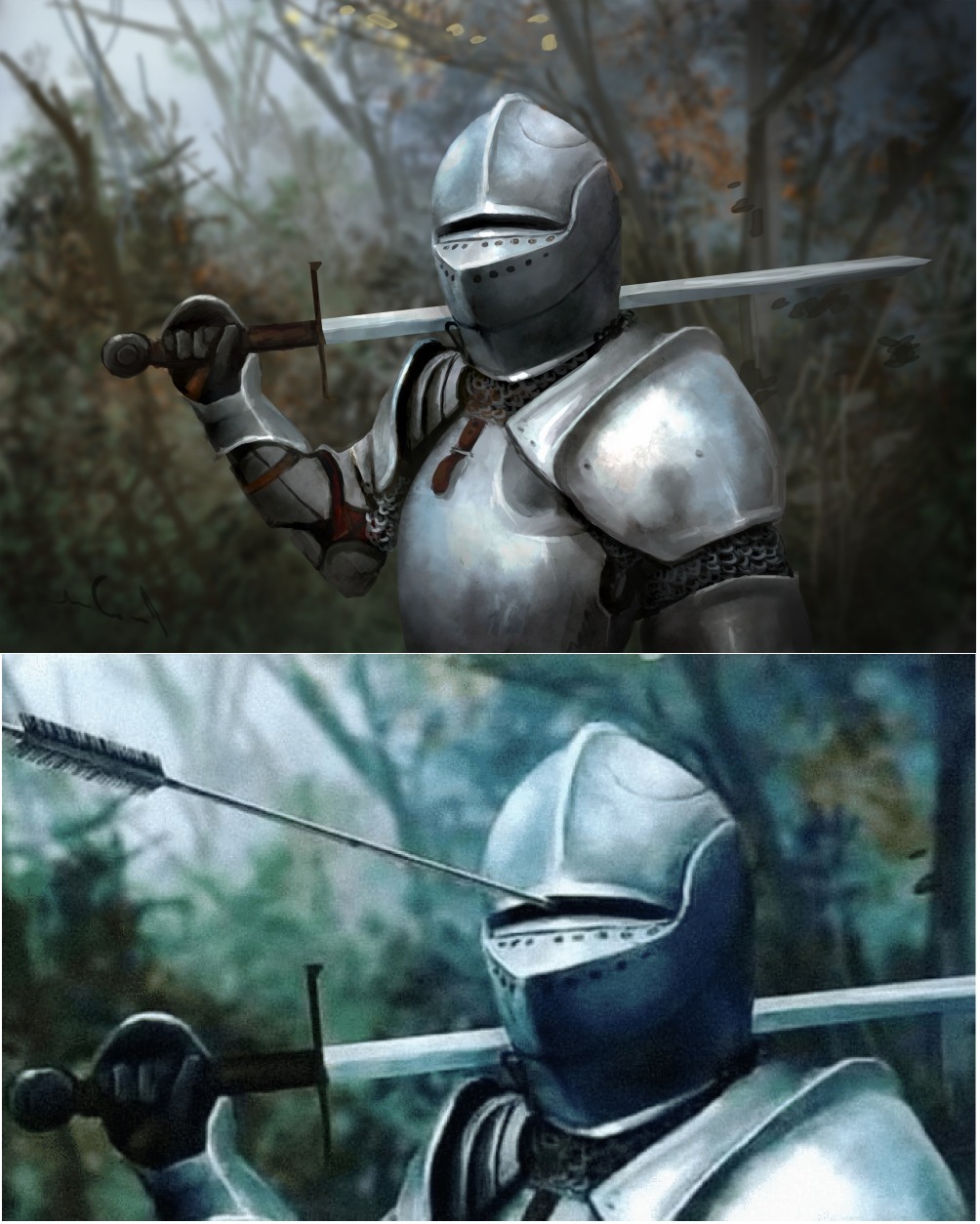Knight with arrow in helmet Meme Preview Image