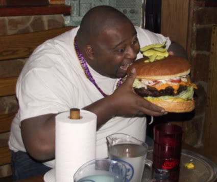 Fat guy eating burger Meme Preview Image