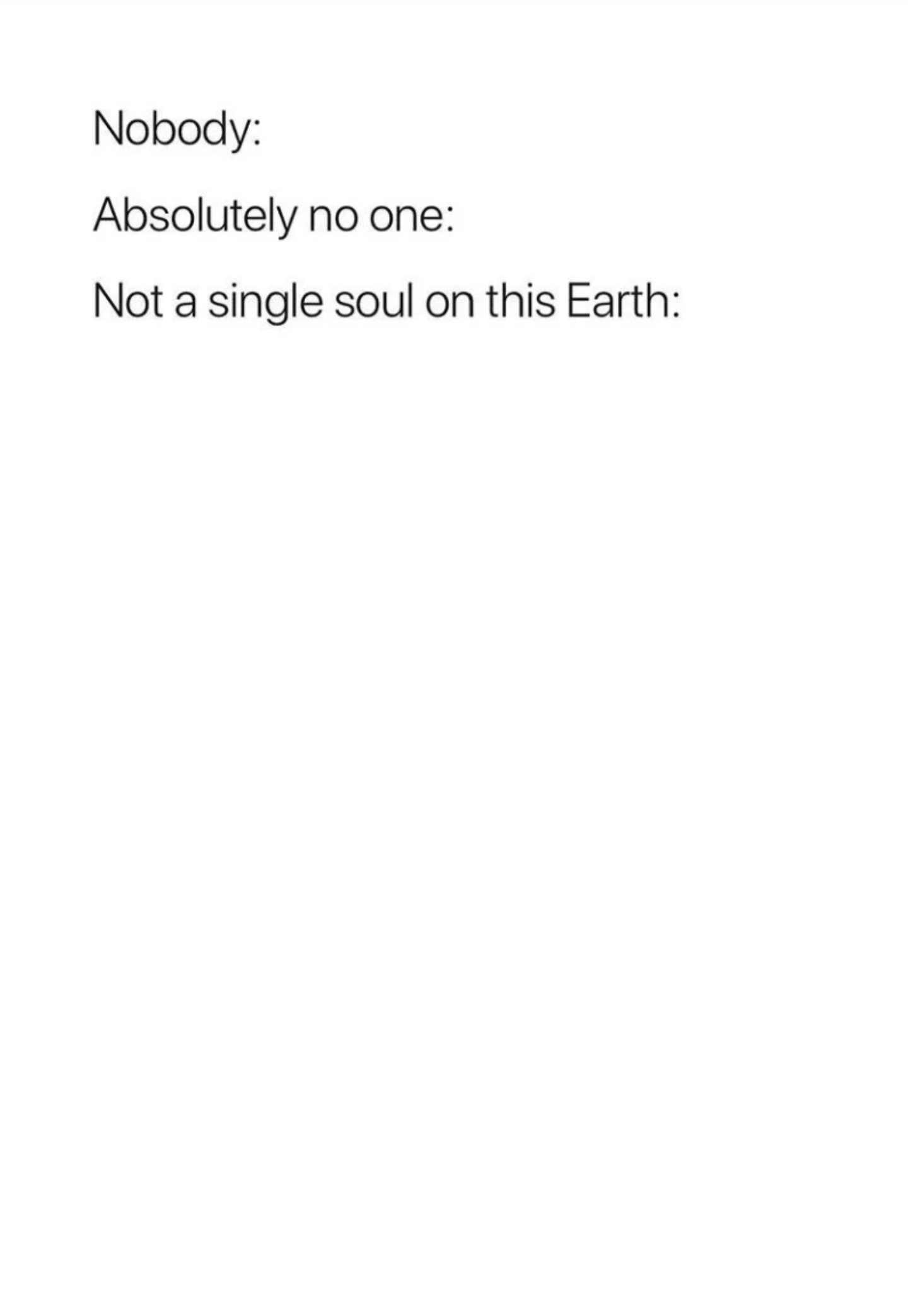 Nobody:, Absolutely no one Meme Preview Image