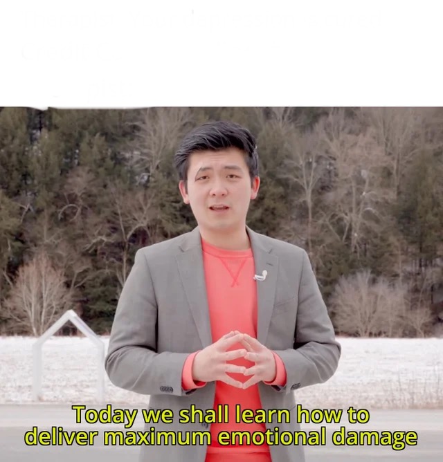 Today we will learn how to deal maximum emotional damage  Meme Preview Image