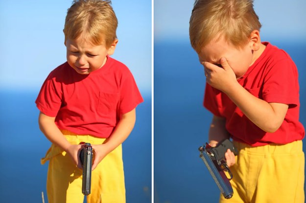 Crying kid with gun  Meme Template