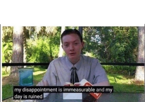 My dissapointment is immeasurable and my day is ruined  Meme Template