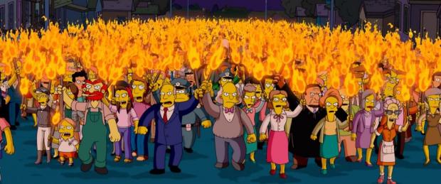 Simpsons angry mob torches  Meme Template