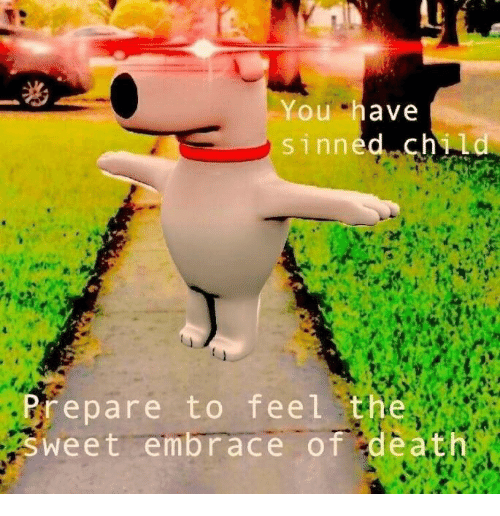 You have sinned child prepare to feel the sweet embrace of death  Meme Template