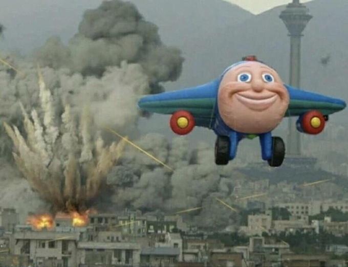 Plane flying from explosions  Meme Template
