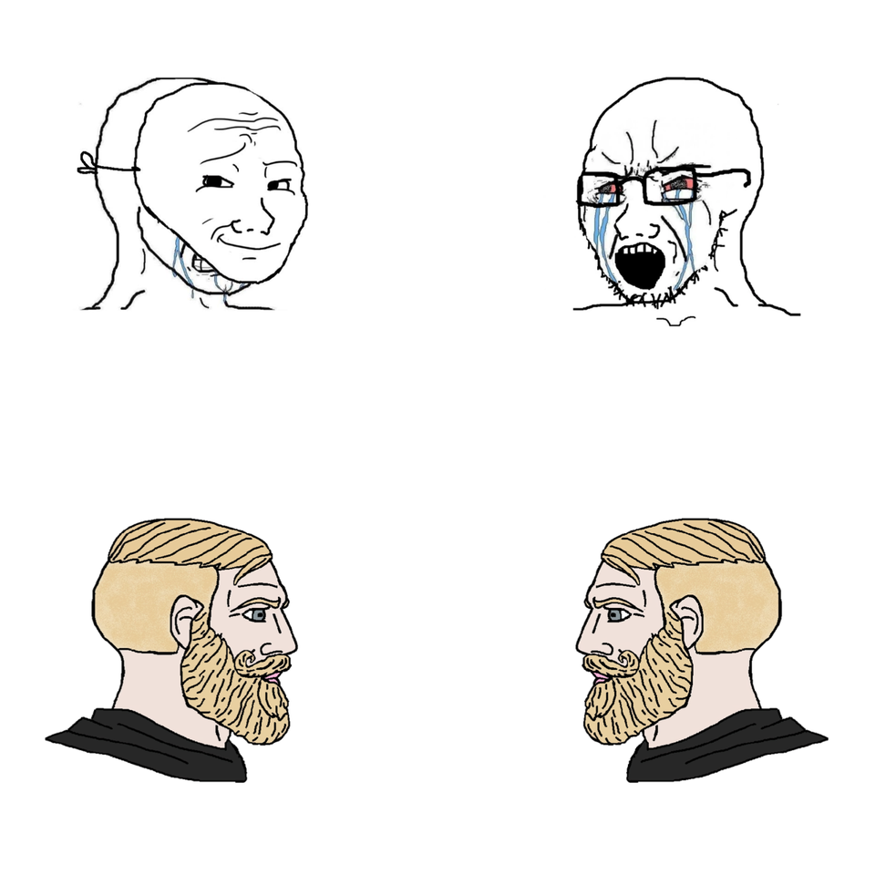 Crying Wojak / I Know Chad  Meme Template