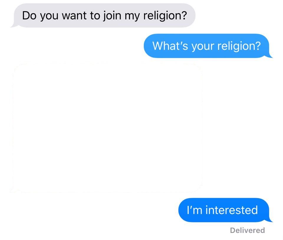 whats your religion  Meme Template