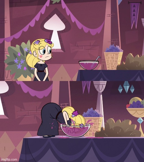Star Butterfly Shoving her Face into the Juice Bowl  Meme Template