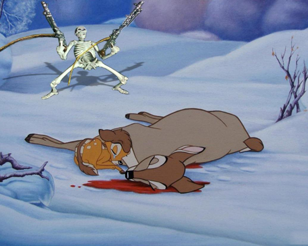 skeleton with guns and bambi  Meme Template
